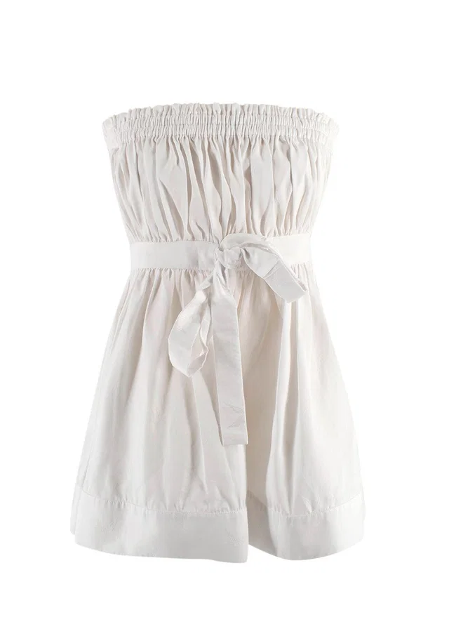 Alexander McQueen White Strapless Peplum Top in White from HEWI