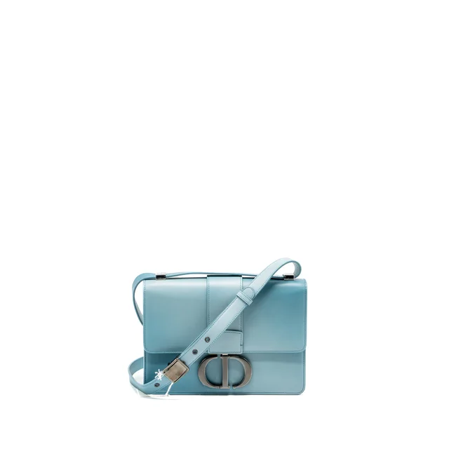 Dior 30 Montaigne Medium Flap Bag Calfskin Gradient Blue with Black Hardware in Blue Calfskin from EMIER