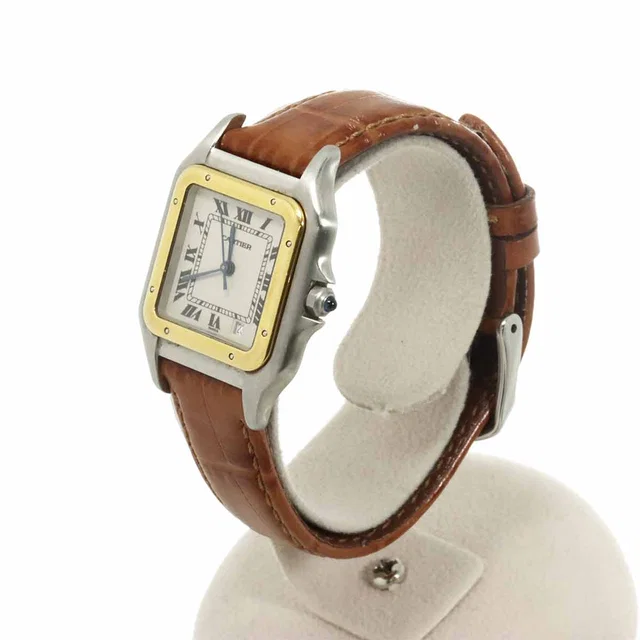 Cartier Panthère MM W250285A Date Two-Tone Boys' Watch, Date, Ivory, YG Yellow Gold, Quartz, Panthère in White Leather from Luxury Promise