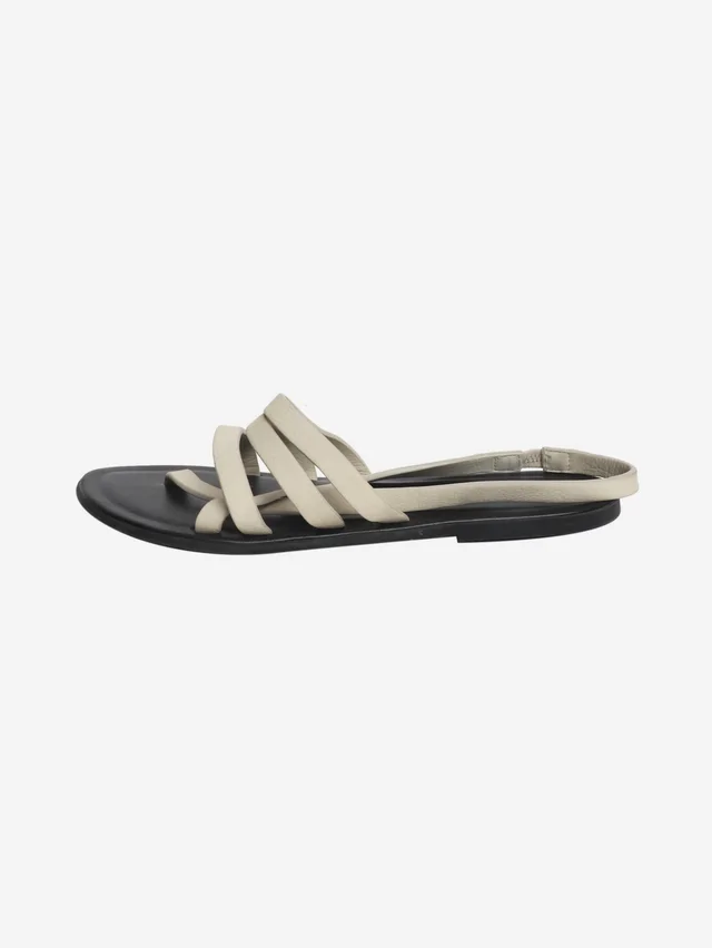 The Row Bone grey line leather slingback sandals - size EU 37.5 in Grey Leather from Sign of the Times