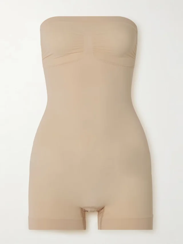Seamless Sculpt Strapless Shortie Bodysuit - Clay