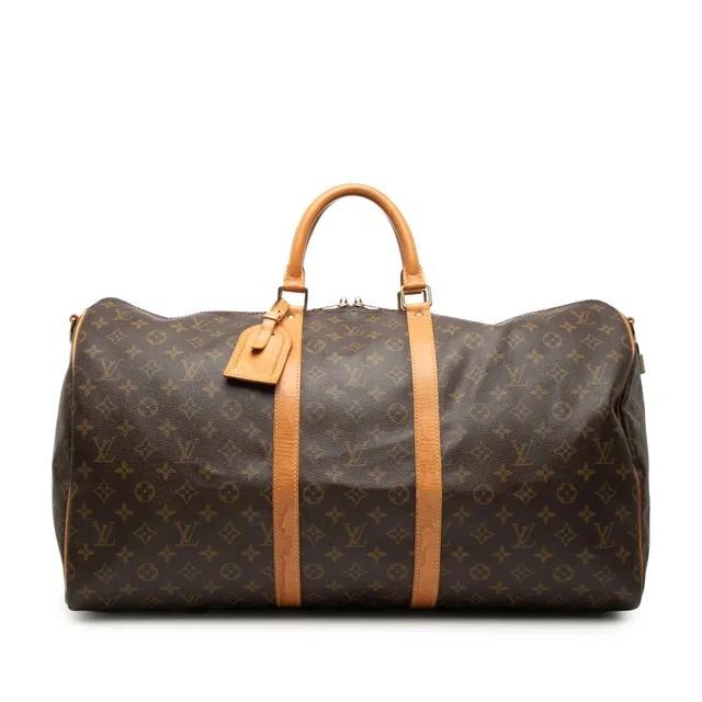 Brown Louis Vuitton Monogram Keepall Bandouliere 55 Travel Bag in Brown Coated canvas from Designer Revival
