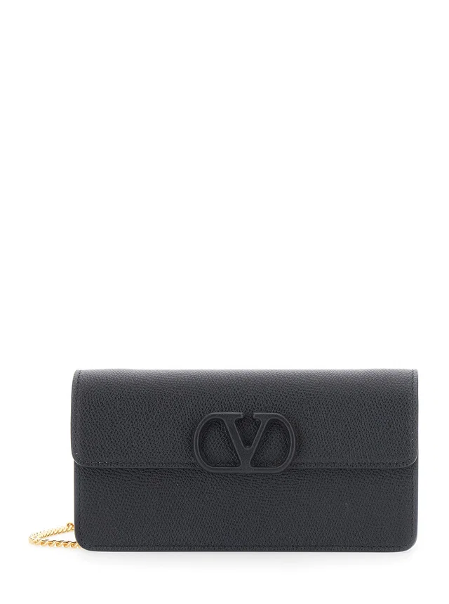 Valentino Garavani Vlogo Shoulder Bag — Black Calf Leather in Black Calfskin from HEWI