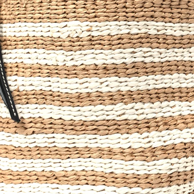 Chloé Raffia Calfskin Small Woody Striped Basket Bag Brown in Brown Calfskin from FASHIONPHILE, photo 8 of 10