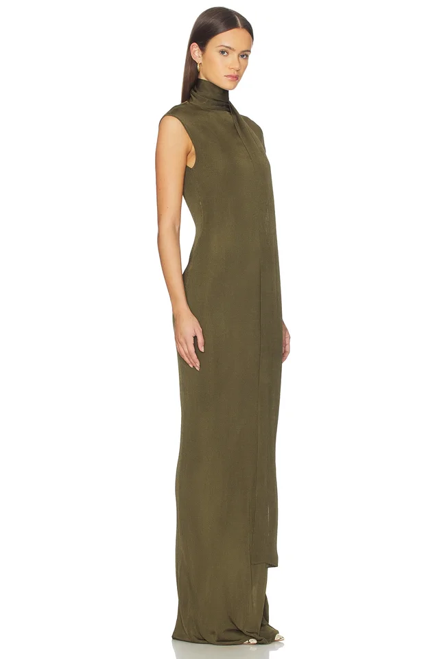 SRG Dianne Scarf Wrap Gown in Pine Green, photo 3 of 6 from REVOLVE (Canada)