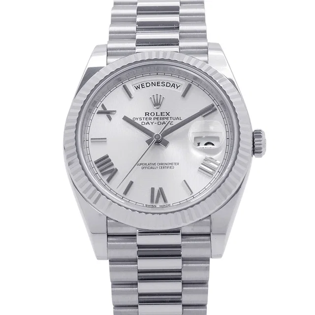 Rolex Day-Date W40mm 18K White Gold Silver/Quadrant motif Dial228239 in White from GALLERY RARE