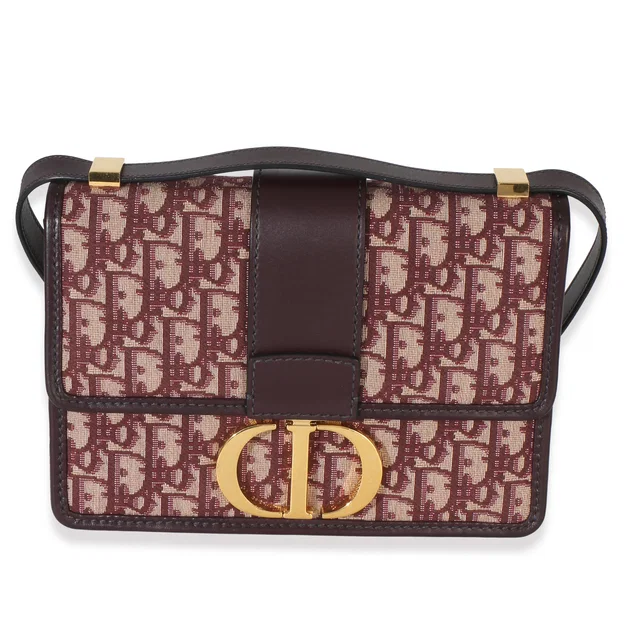Dior Burgundy Oblique 30 Montaigne Flap in Burgundy Canvas from myGemma
