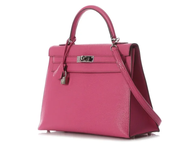 Hermès Fuchsia Chèvre Kelly 32 in Pink Goatskin from Ann's Fabulous Finds, photo 3 of 10