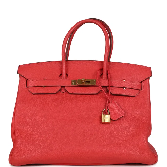 Hermès Birkin 35 Geranium Togo Gold Hardware in Togo leather from Madison Avenue Couture