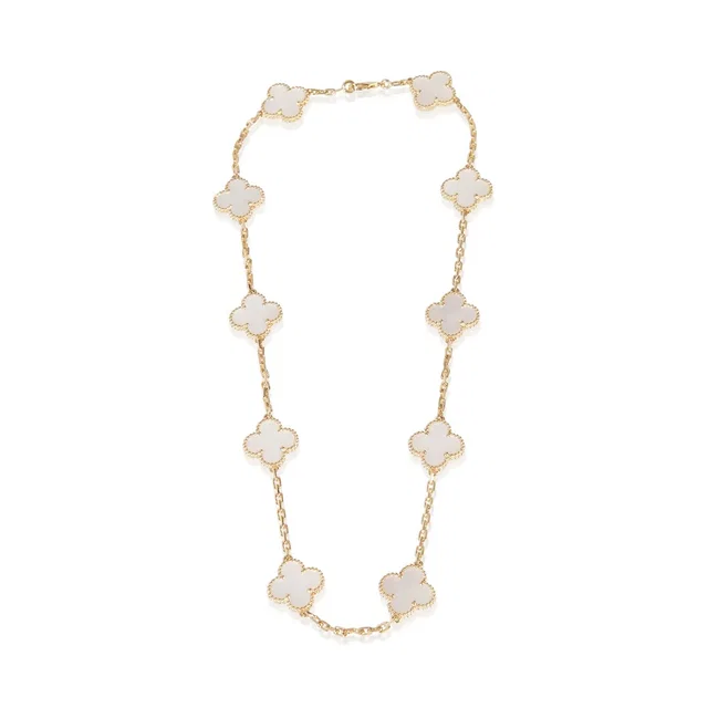 Van Cleef & Arpels Vintage Alhambra 10 Motif MOP Necklace from Truefacet