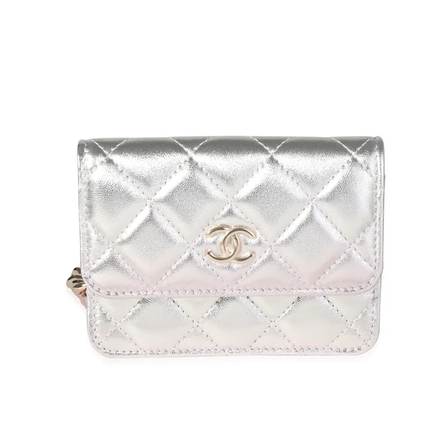 Chanel Metallic Ombre Quilted Lambskin Belt Bag Metallic; Pink; Silver Leather Handbag in Pink Lambskin from HEWI