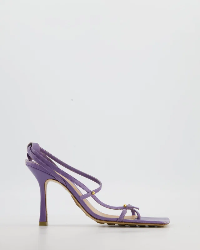 Bottega Veneta Purple Heels Sandals Shoes with Square Toes EU 37.5 in Purple Leather from Sellier