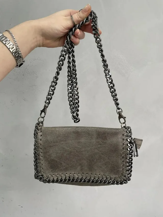 Stella McCartney Chain Shoulder Leather Bag Gothic Punk Style in gray Leather from Grailed
