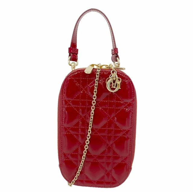 Dior Handbag Cannage Patent Bordeaux Gold 2-Way Bag in Burgundy Patent leather from The Reluxe