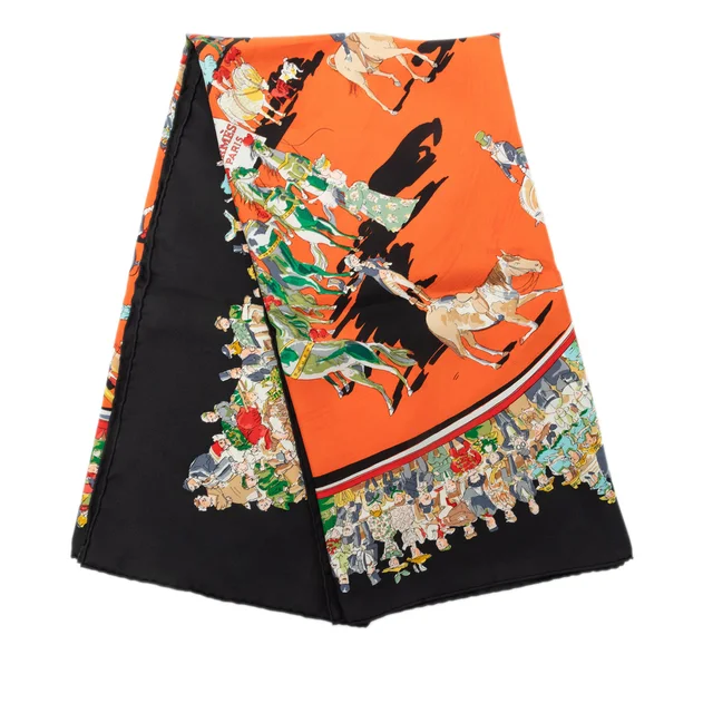 Orange Hermès Cirque Molier Silk Scarf 90 Scarves in Orange Silk from Designer Revival