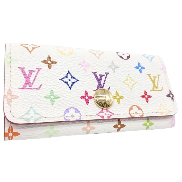 Louis Vuitton Key Case Multicolor Multicles 4 White Key Holder in White Leather from The Reluxe