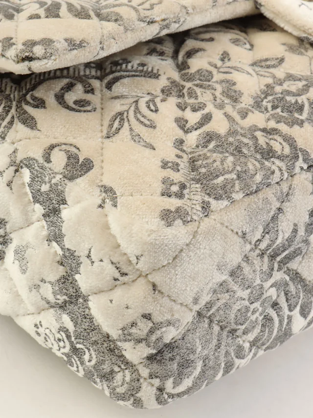 Chanel Circa 2009 Velour Flower Pattern Classic Flap Chain Bag 25cm in Velvet from VINTAGE QOO TOKYO, photo 9 of 20