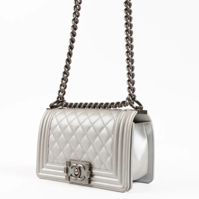 Small Boy Chanel Bag in Silver Calfskin from Labellov, photo 2 of 8