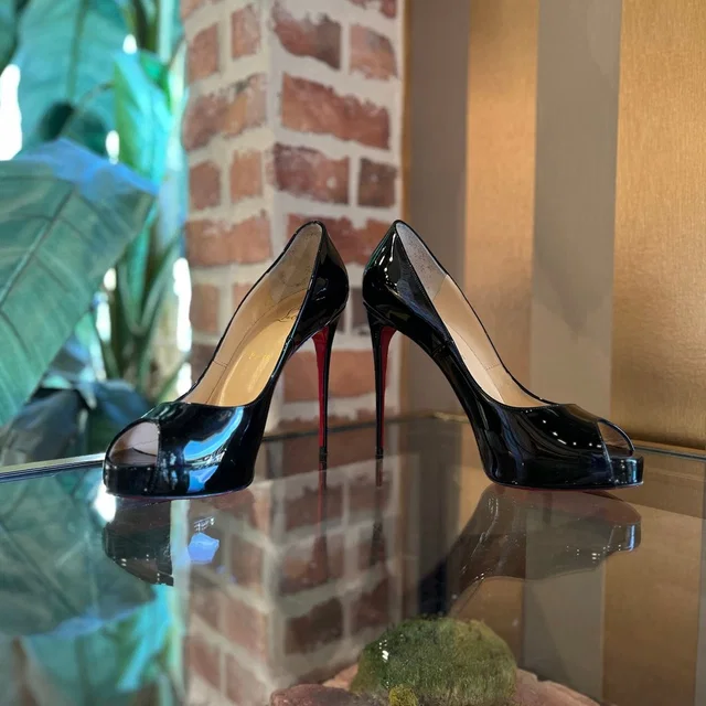 Christian Louboutin Pantent Leather Peep Toe Pumps Sz 40.5 (Us 10.5) in black Leather from Poshmark