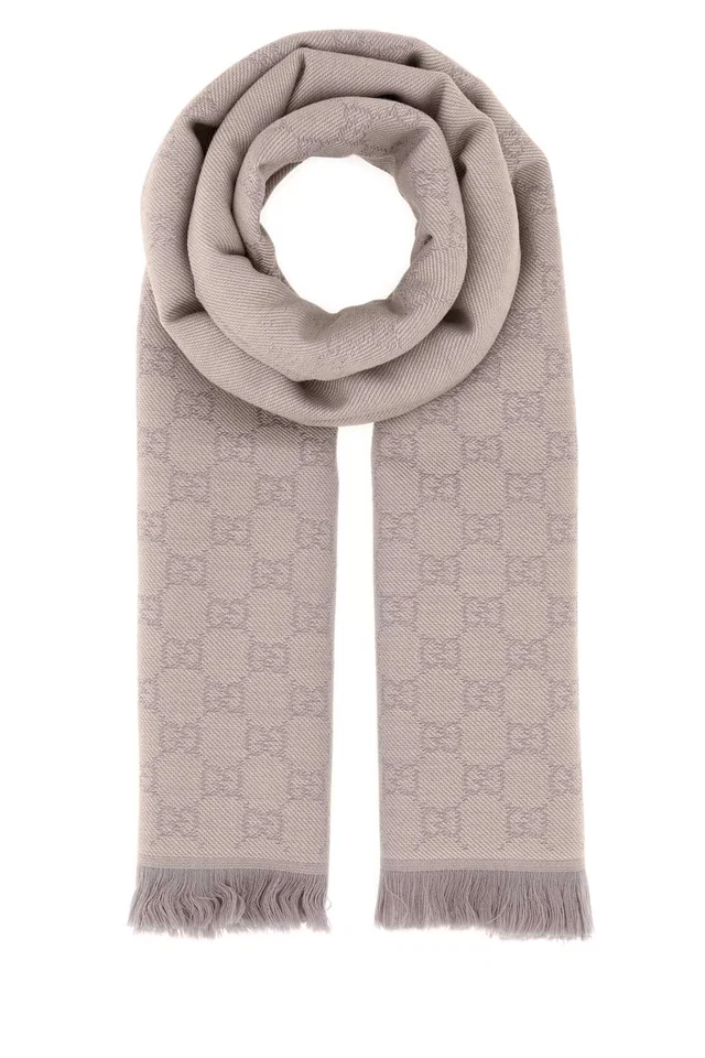 Gucci Embroidered Wool Scarf — Beige Fabric Scarfs in Beige Wool from HEWI