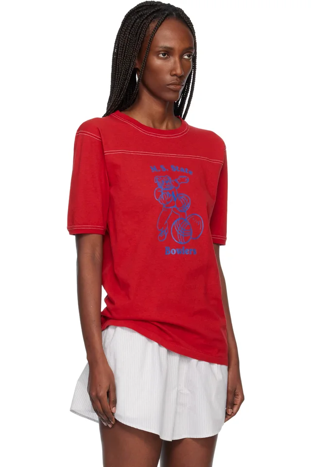 Maison Margiela Red Cotton Varsity T-shirt, photo 2 of 4 from SSENSE