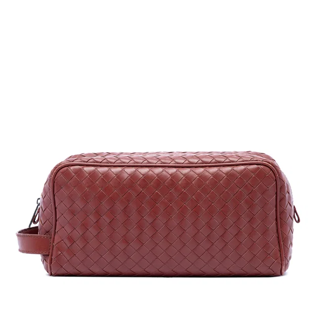 Red Bottega Veneta Nappa Intrecciato Travel Pouch Clutch Bag in Red Nappa leather from Designer Revival