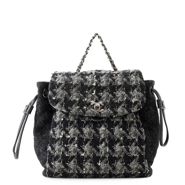 Chanel CC Logo Backpack Black/Gray Tweed in Black Tweed from GALLERY RARE