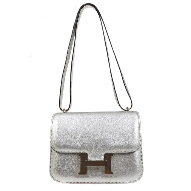 Hermès 2004 Athens Olympics Limited Constance 18 Metallic Silver Chevre in Silver Goatskin from AMORE Vintage Tokyo