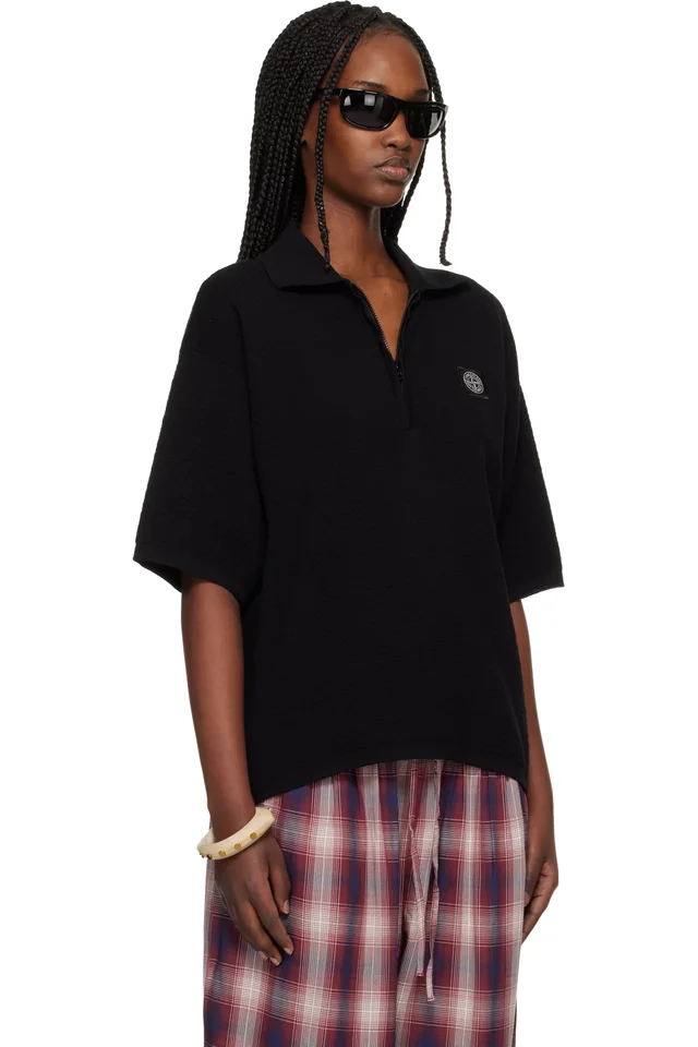 Stone Island Black 5100021 Light Raw Hand Organic Cotton Polo, photo 2 of 4 from SSENSE