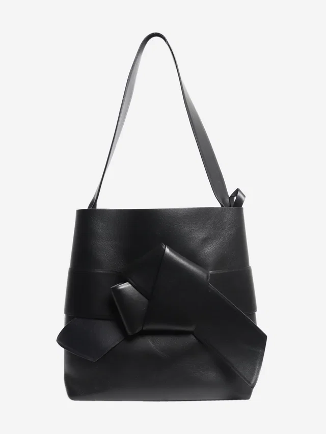 Acne Studios Black Musubi knot shopper in Black Leather from Sign of the Times