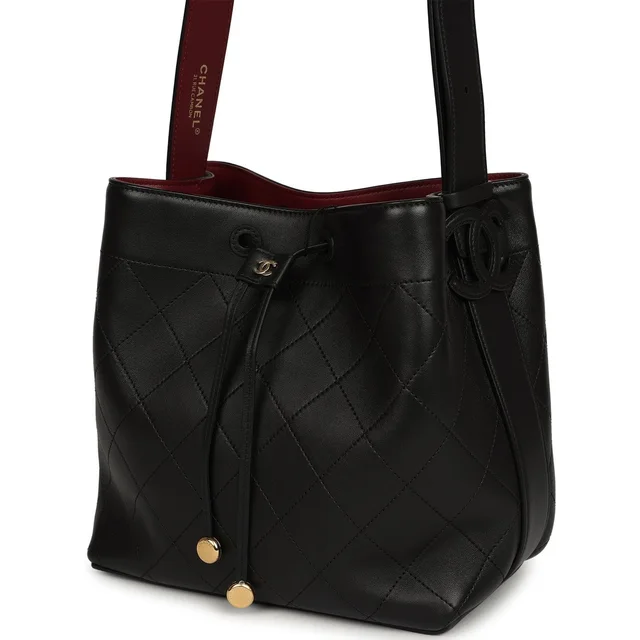 Chanel Medium "CC Loop" Drawstring Bucket Bag in Black Calfskin from Madison Avenue Couture, photo 2 of 2