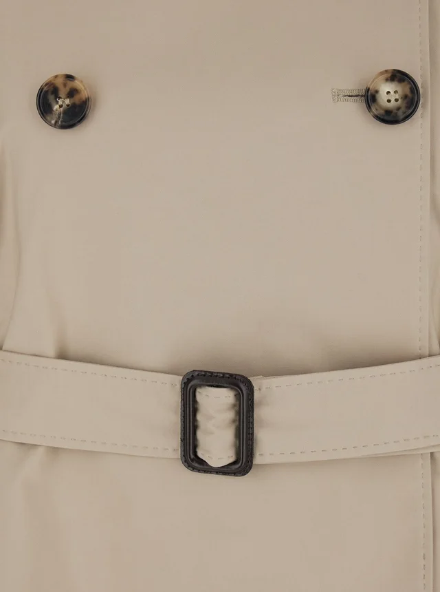 MAX MARA Beige Short Trench 'Calle' Double-breasted with Classic Collar and Front Belt Closure in Cotton Blend Women in Beige 69% Cotton 31% Polyester, photo 6 of 6 from Gaudenzi Boutique