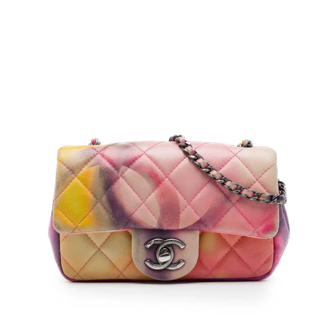 Pink Chanel Extra Mini Quilted Lambskin Flower Power Single Flap Crossbody Bag in Pink Lambskin from Designer Revival