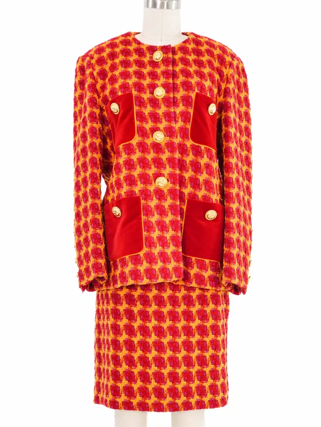 Escada Vibrant Tweed Skirt Suit in Tweed from Arcade Vintage