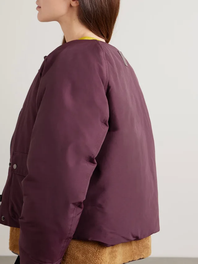 LOEWE Shearling-lined padded cotton-blend jacket in burgundy 60% Cotton 40% Polyamide, photo 6 of 7 from NET-A-PORTER (Canada)