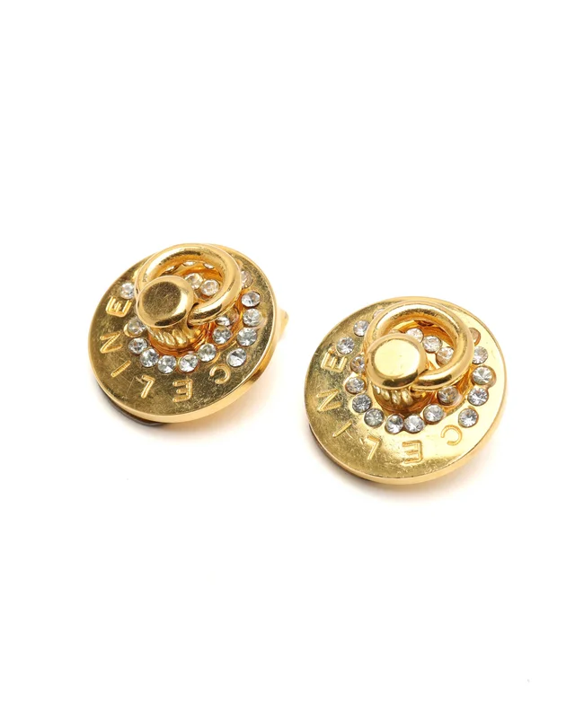Celine Rhinestone Clip-On Earrings from A Retro Tale, photo 2 of 3