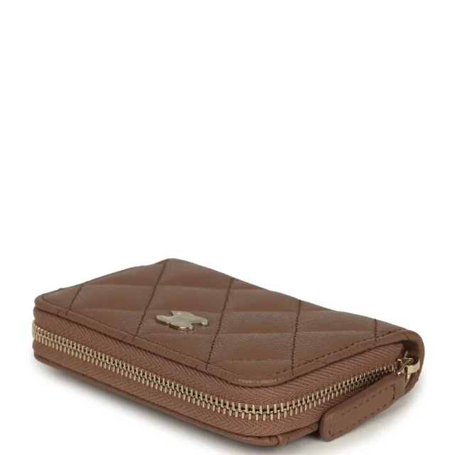 Chanel Classic Zipped Coin Purse Wallet Brown Shiny Caviar Light Gold Hardware in Brown Caviar leather from Madison Avenue Couture, photo 5 of 8