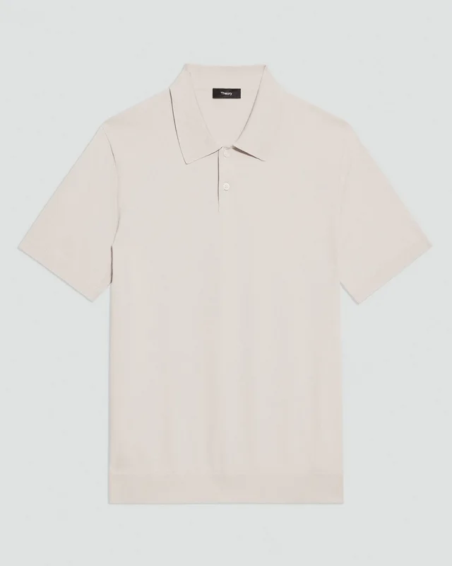 Theory Soris Polo Shirt in Light Bilen in SILVER CLOUD 62% Viscose, 38% Polyester; Exclusive Of Elastic, photo 6 of 12 from Theory