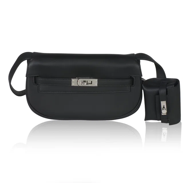 Hermès Black Swift Kelly Moove Phw Leather Handbag in Black Swift leather from HEWI