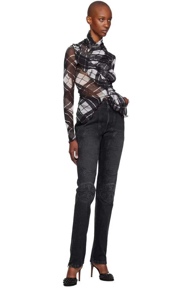 Jean Paul Gaultier Black Lace-Up Jeans, photo 4 of 4 from SSENSE