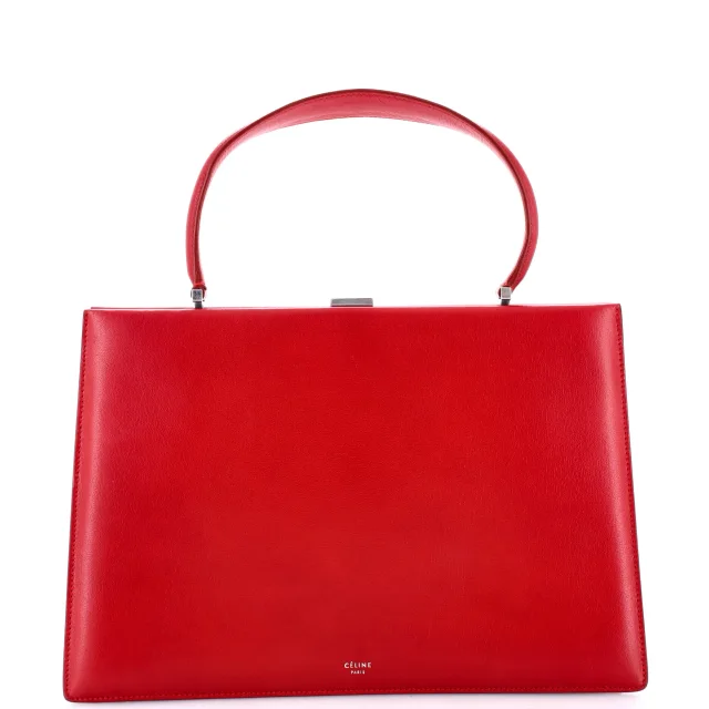 Celine Clasp Top Handle Bag Leather Medium in red Leather from Rebag, photo 2 of 7