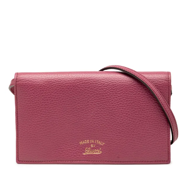 Pink Gucci Dollar Calfskin Swing Wallet On Strap Crossbody Bag in Pink Calfskin from Designer Revival