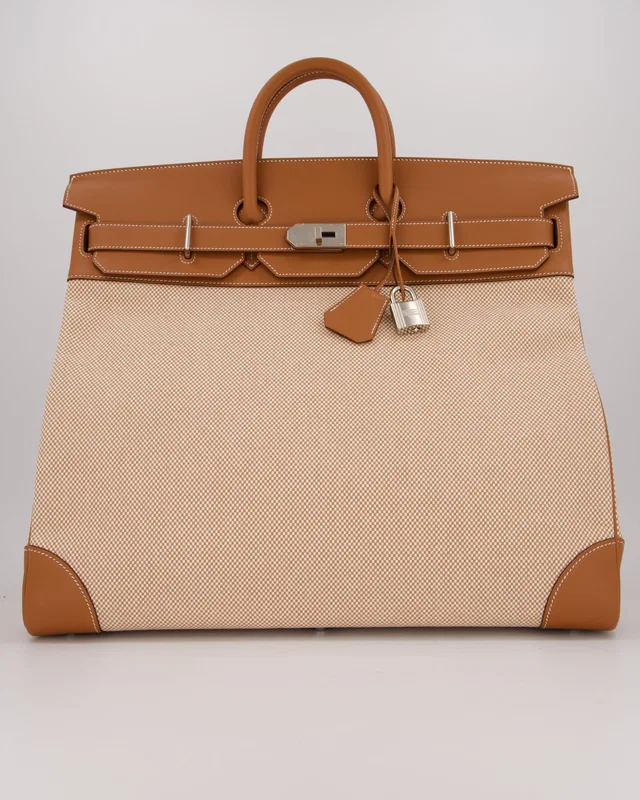 Hermès Haut à Courroies HAC 50 Bag in Beige Canvas from Sellier
