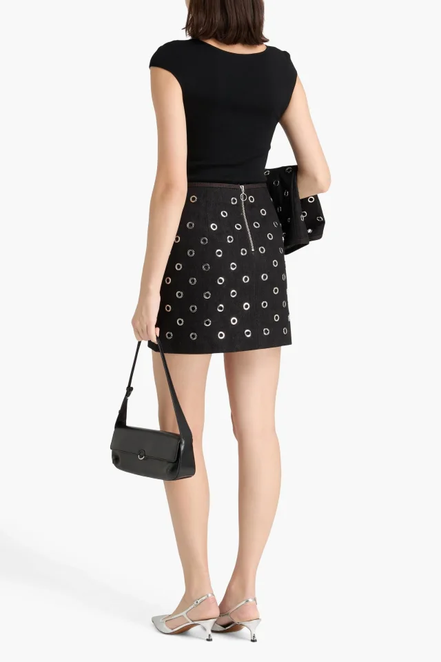 Veronica Beard Blaire Eyelet-Embellished Denim Mini Skirt, photo 3 of 4 from THE OUTNET