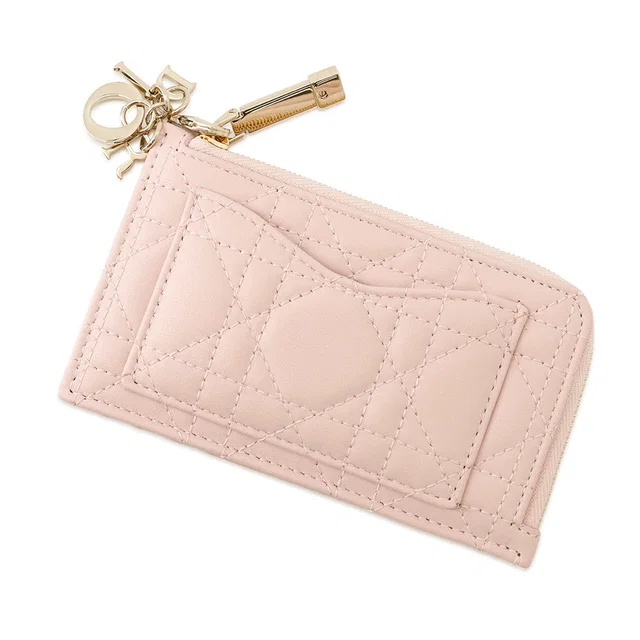 Lady Dior Cosmos zip card holder PinkS0965ONMJ_M413 Lambskin in Lambskin from GALLERY RARE
