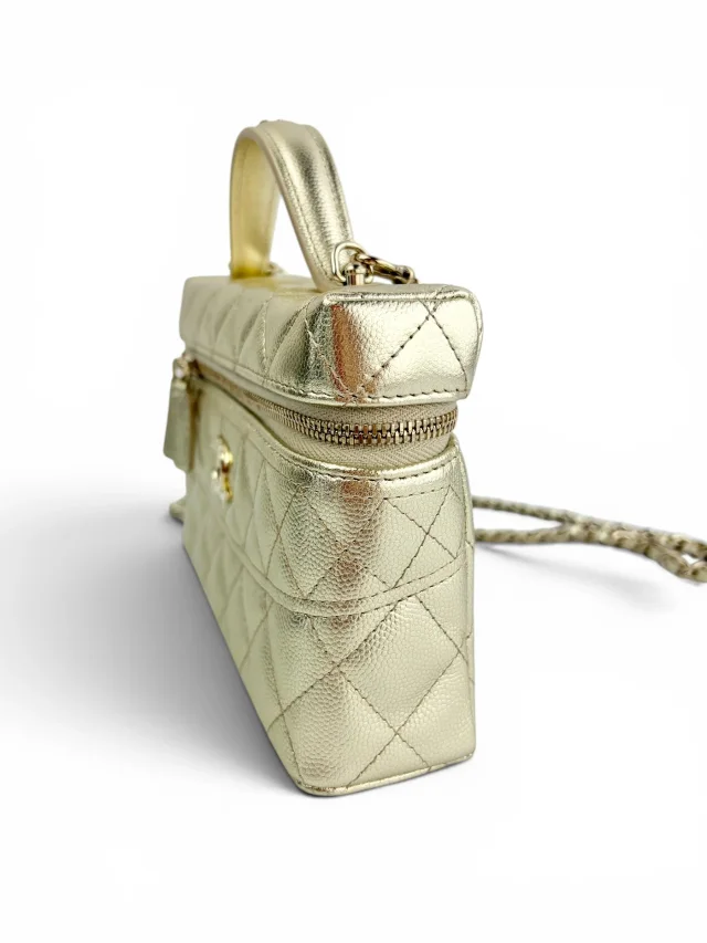 Chanel Gold Caviar Slim Top Handle Vanity in Gold Caviar leather from Season 2 Consign, photo 3 of 11