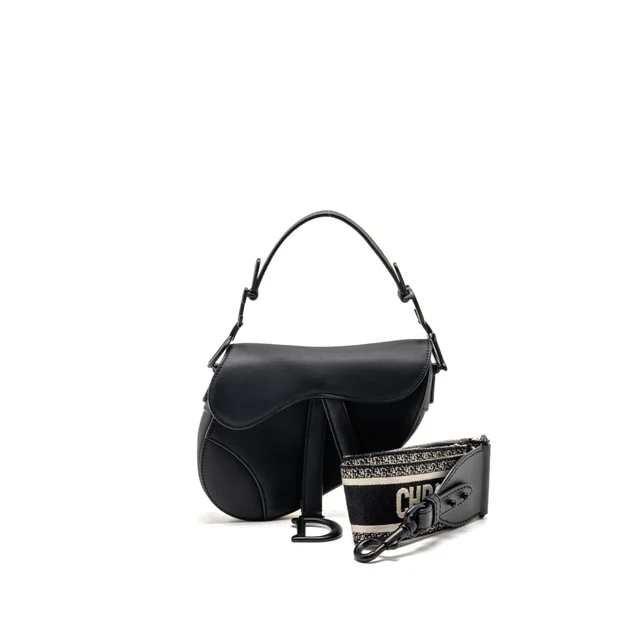 Dior mini saddle bag calfskin so black with an extra strap in Black Calfskin from EMIER