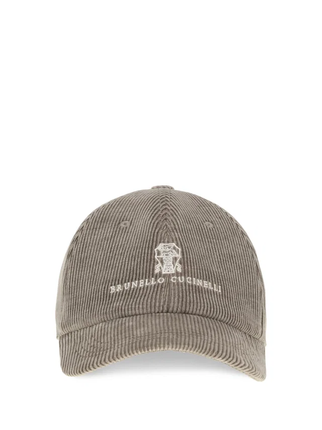 Brunello Cucinelli My4999850 Ribbed Cotton Baseball Cap — Gray Caps in Grey from HEWI