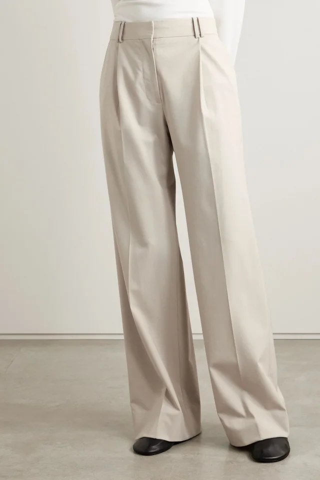 Proenza Schouler Savannah Pleated Wool-Blend Gabardine Wide-Leg Pants in Beige, photo 6 of 10 from THE OUTNET