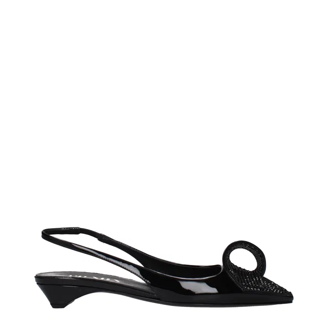 Prada Black Leather Flat Sandals in Black Leather from HEWI